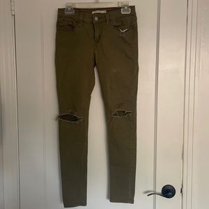 Levi 535 Super Skinny Olive Jean Pants - 27